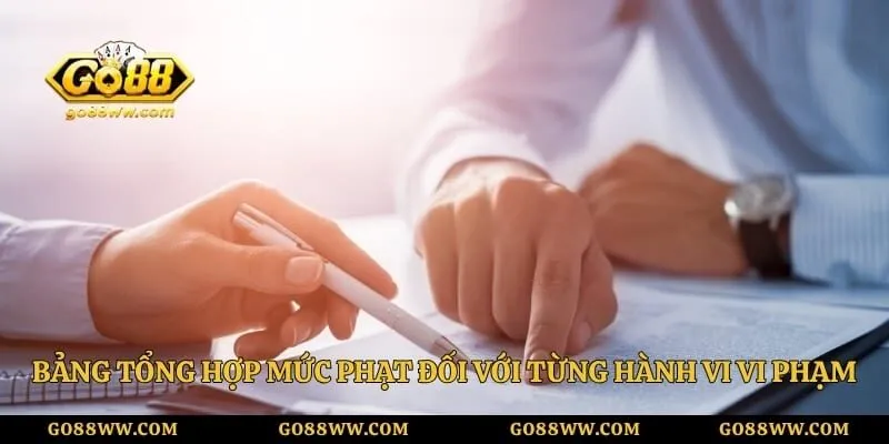 Điều Khoản Dịch Vụ - Nguyên Tắc Giải Trí An Toàn Và Hiệu Quả Bảng tổng hợp mức phạt đối với từng hành vi vi phạm