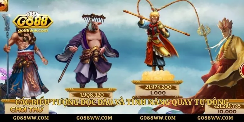 Các biểu tượng độc đáo và tính năng quay tự động trong game 