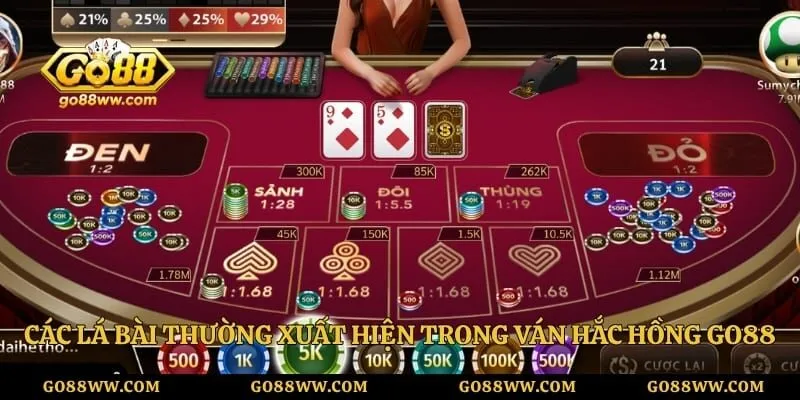 Các lá bài thường xuất hiện trong ván hắc hồng GO88