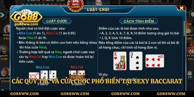 Sexy Baccarat – Sảnh Cược Casino Trực Tuyến Hấp Dẫn Uy Tín Các quy tắc và cửa cược phổ biến tại Sexy Baccarat