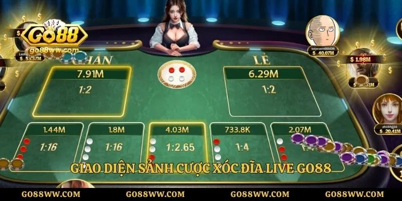 Giao diện sảnh cược xóc đĩa live GO88