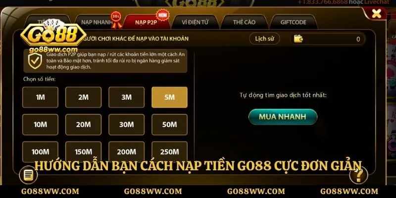 Nạp Tiền Go88 Siêu Tốc An Toàn Và Nhận Thưởng Cực Lớn Hướng dẫn bạn cách nạp tiền Go88 cực đơn giản